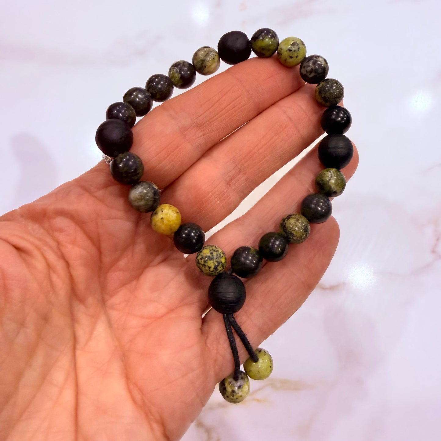 Handmade Bog Oak and Natural Jasper Bracelet