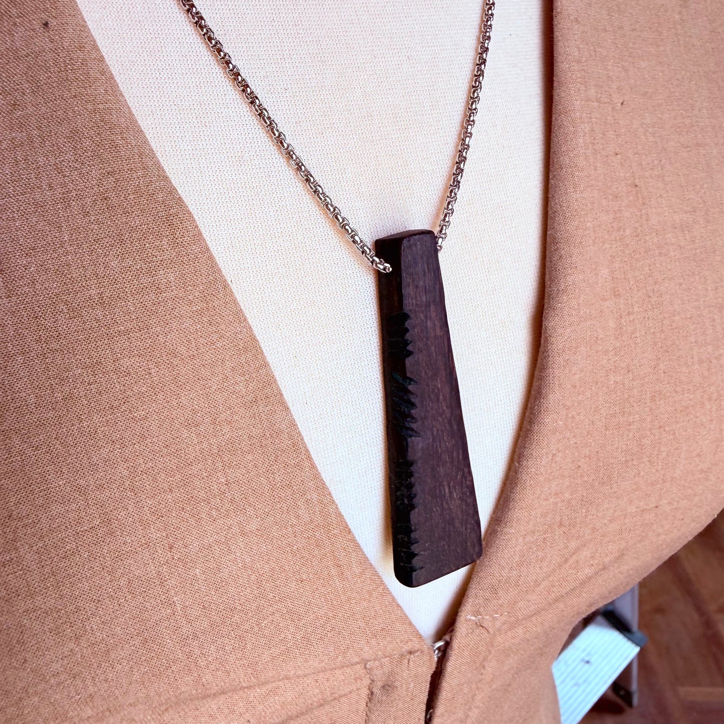 mens bog oak pendant necklace minimalist style