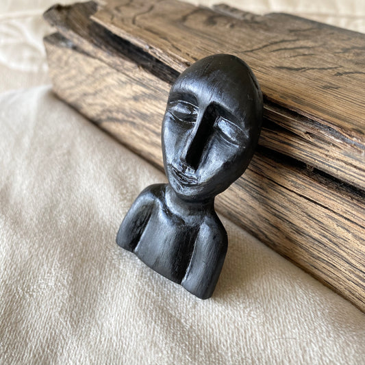 carved bog oak brooch 