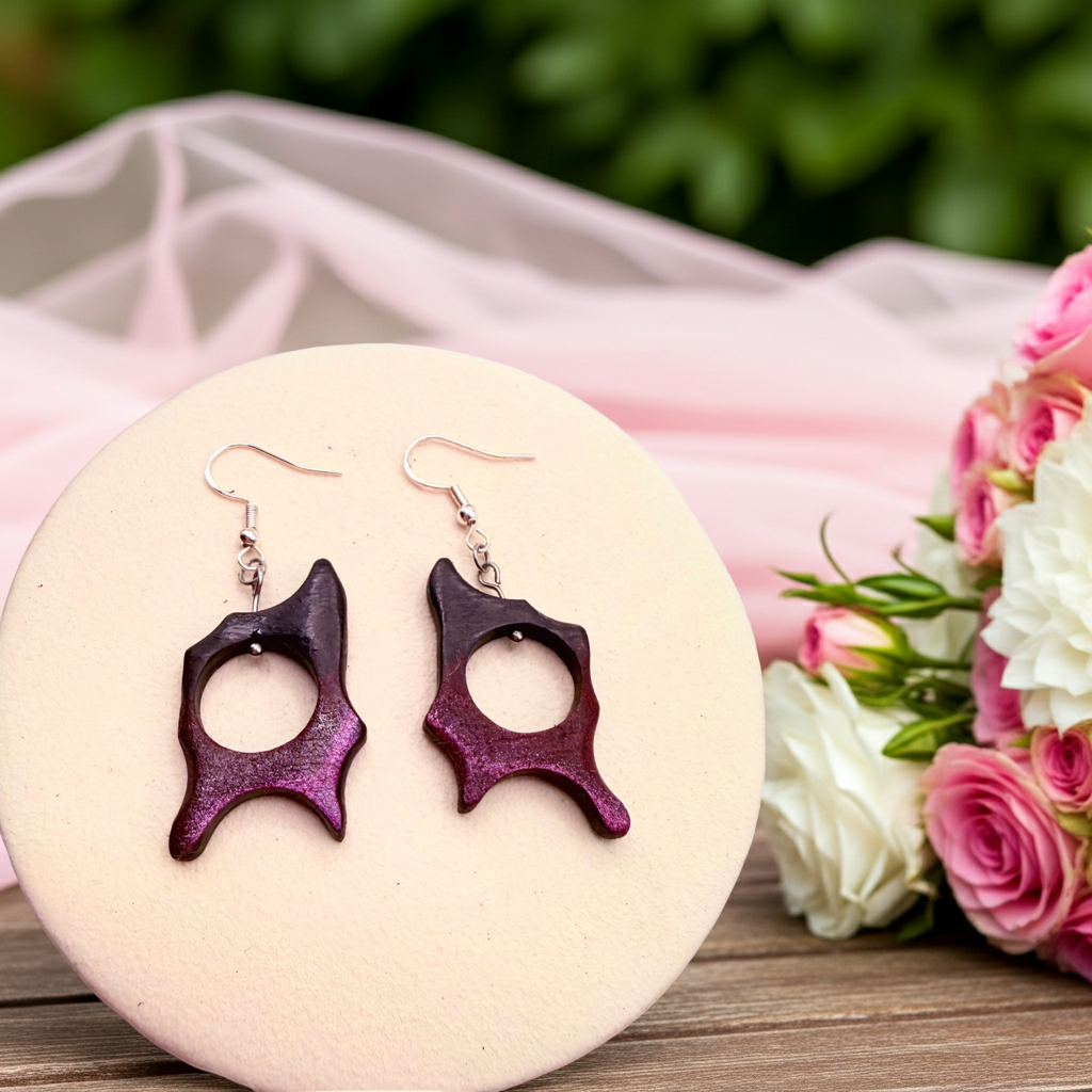 Purple & Black Abstract Earrings