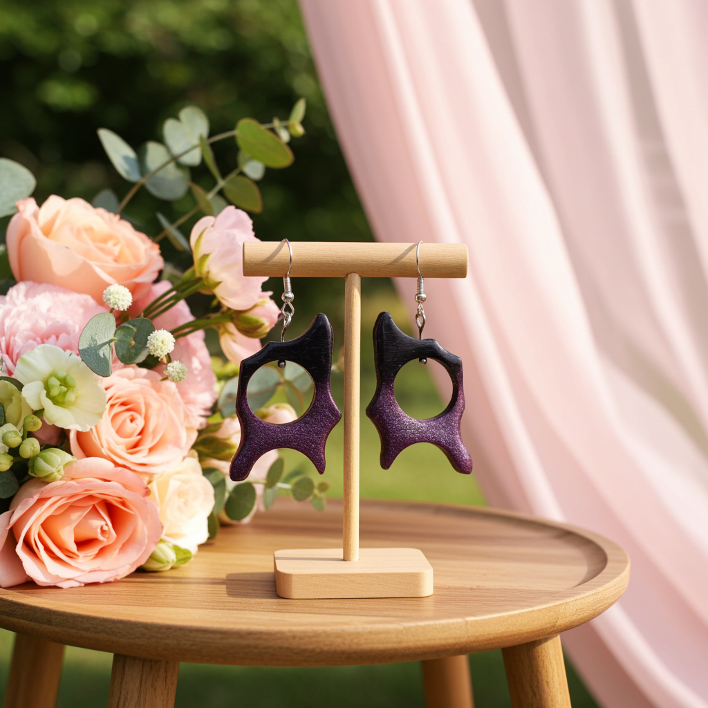 Purple & Black Abstract Earrings