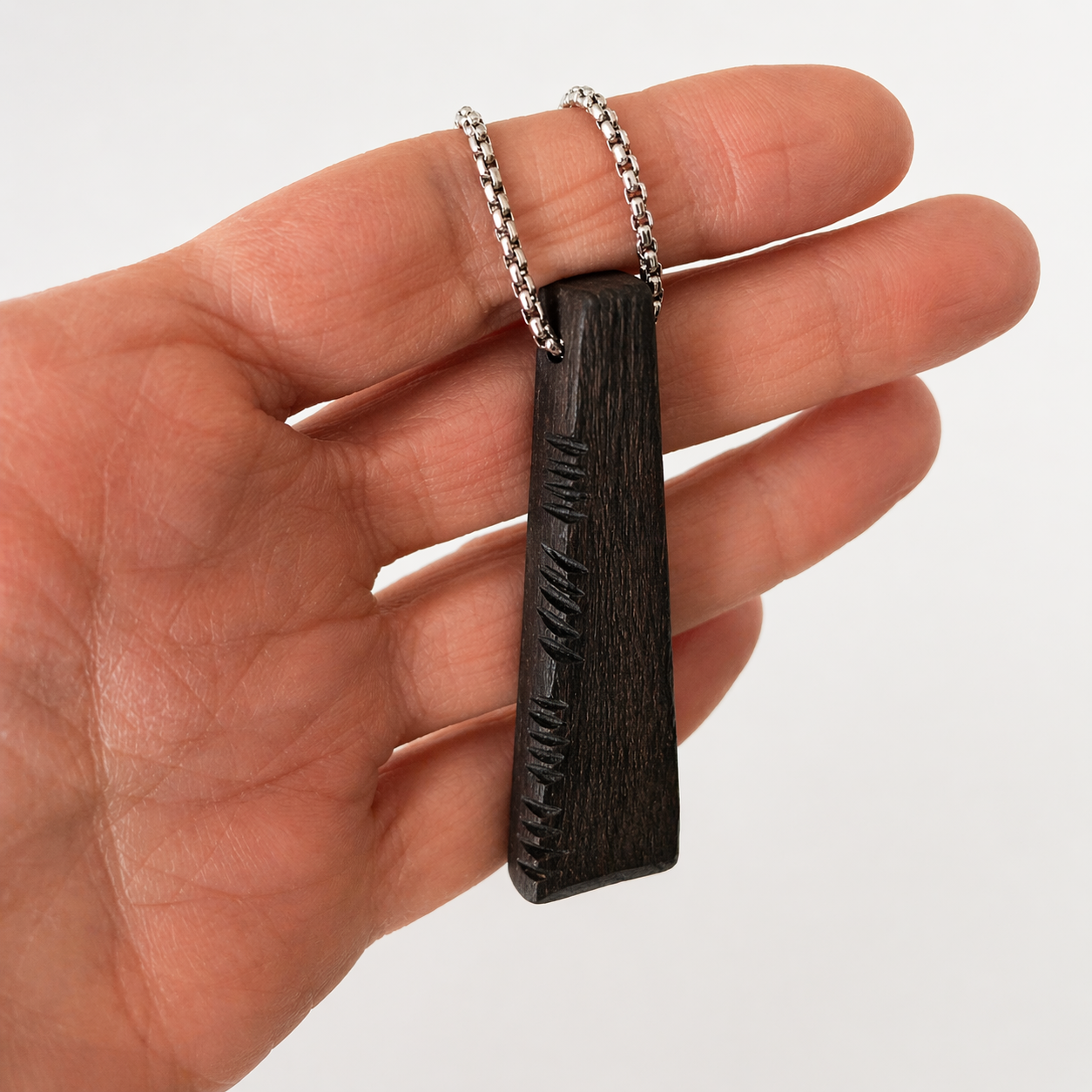 ogham carved wooden pendant ireland inspired jewellery