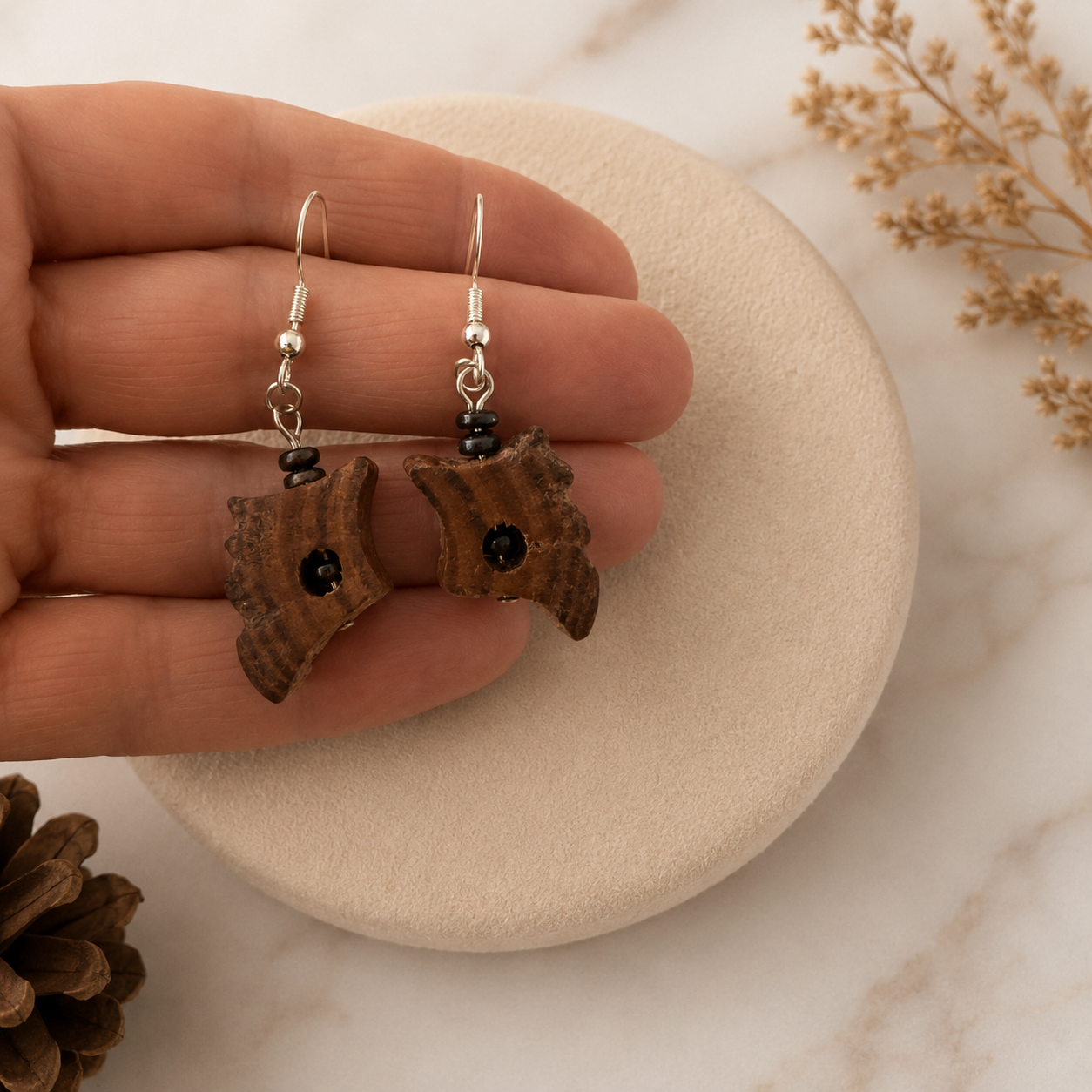 bog pine handmade earrings 