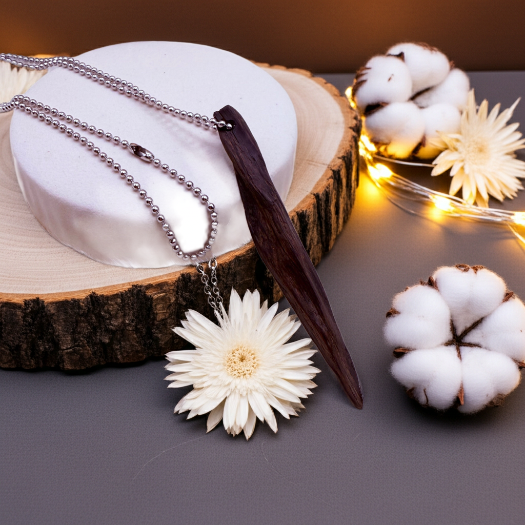 Bog Oak Pendant Necklace – Handcrafted Natural Wood Amulet