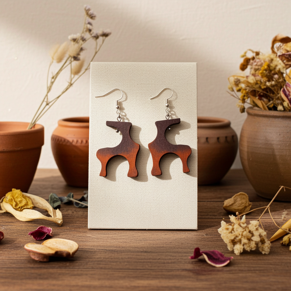 Handmade Bog Oak Wooden Earrings with Stainless Steel Hooks