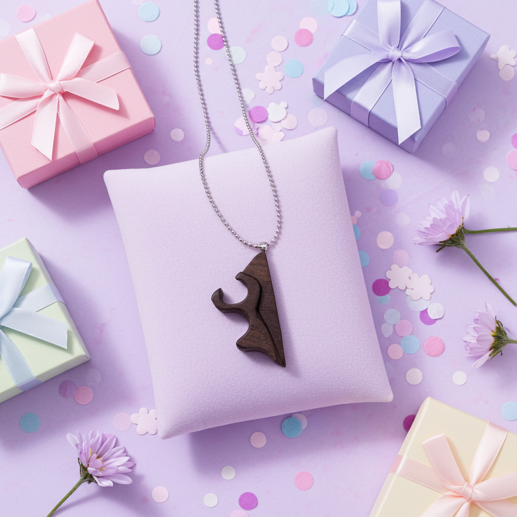 Bog Oak Wood Necklace – Handmade Celtic Inspired Pendant, Gift for Him or Her