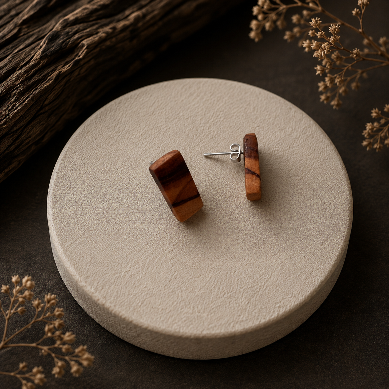 olive wood handmade earrings 