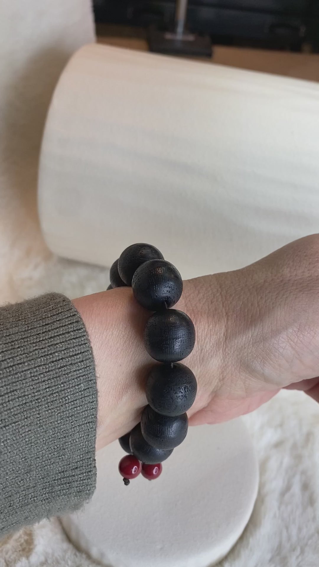 bog oak and cinnabar bracelet 