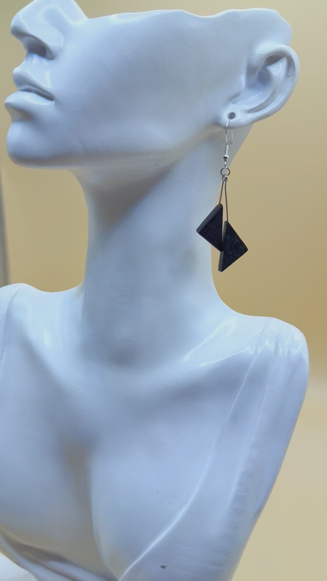 Lightweight handcrafted bog oak earrings with silver hooks