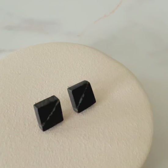 Handmade bog oak stud earrings 