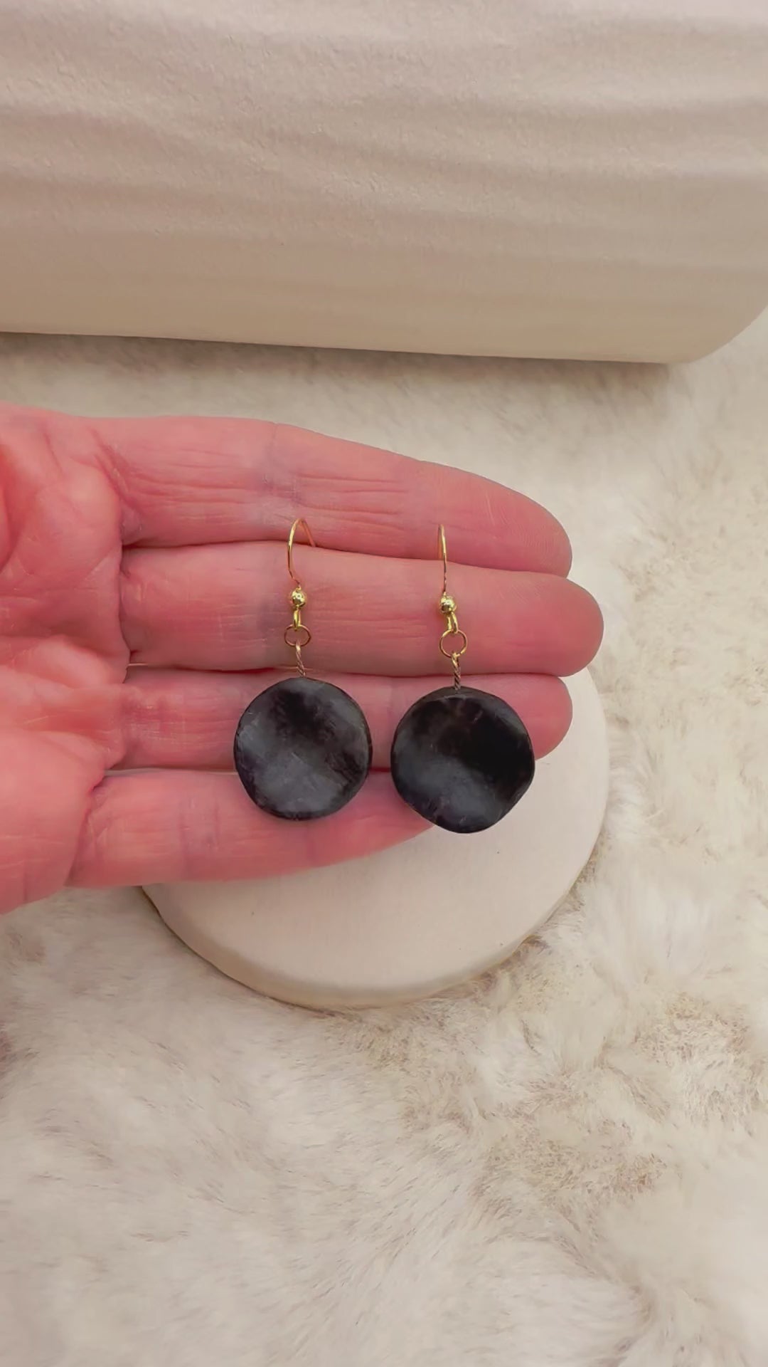 Handmade bog oak earrings 