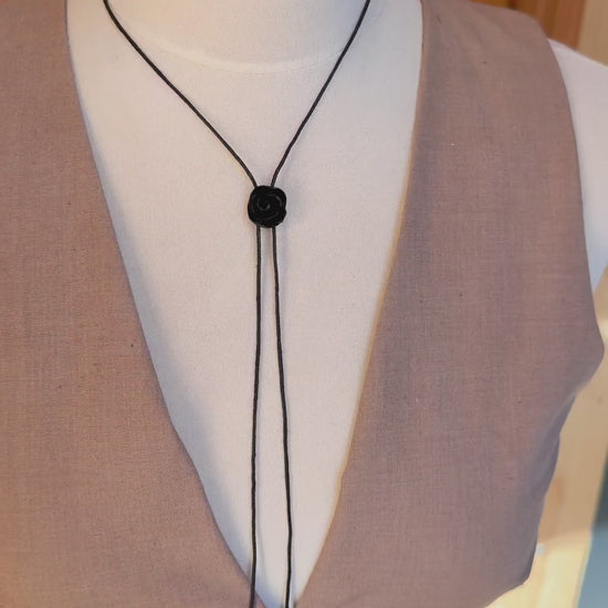 Rose bog oak handmade necklace 