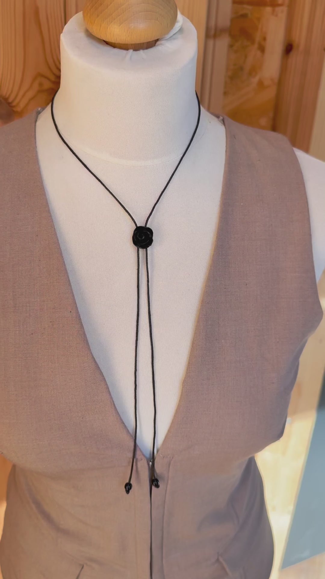 Rose bog oak handmade necklace 