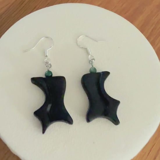 carved bog oak earrings for gift