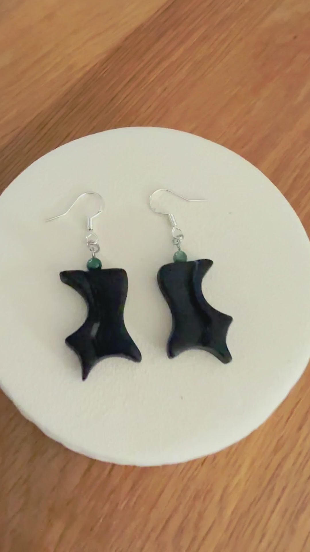 carved bog oak earrings for gift