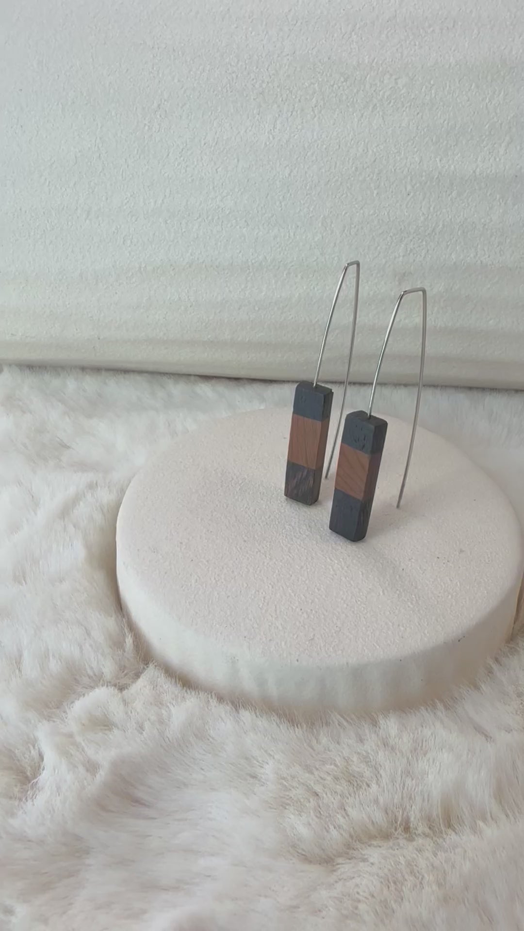 Hypoallergenic stainless steel and natural bog wood earrings