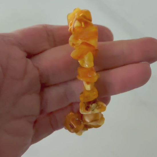 Warm amber honey-yellow tones bracelet , each piece unique.