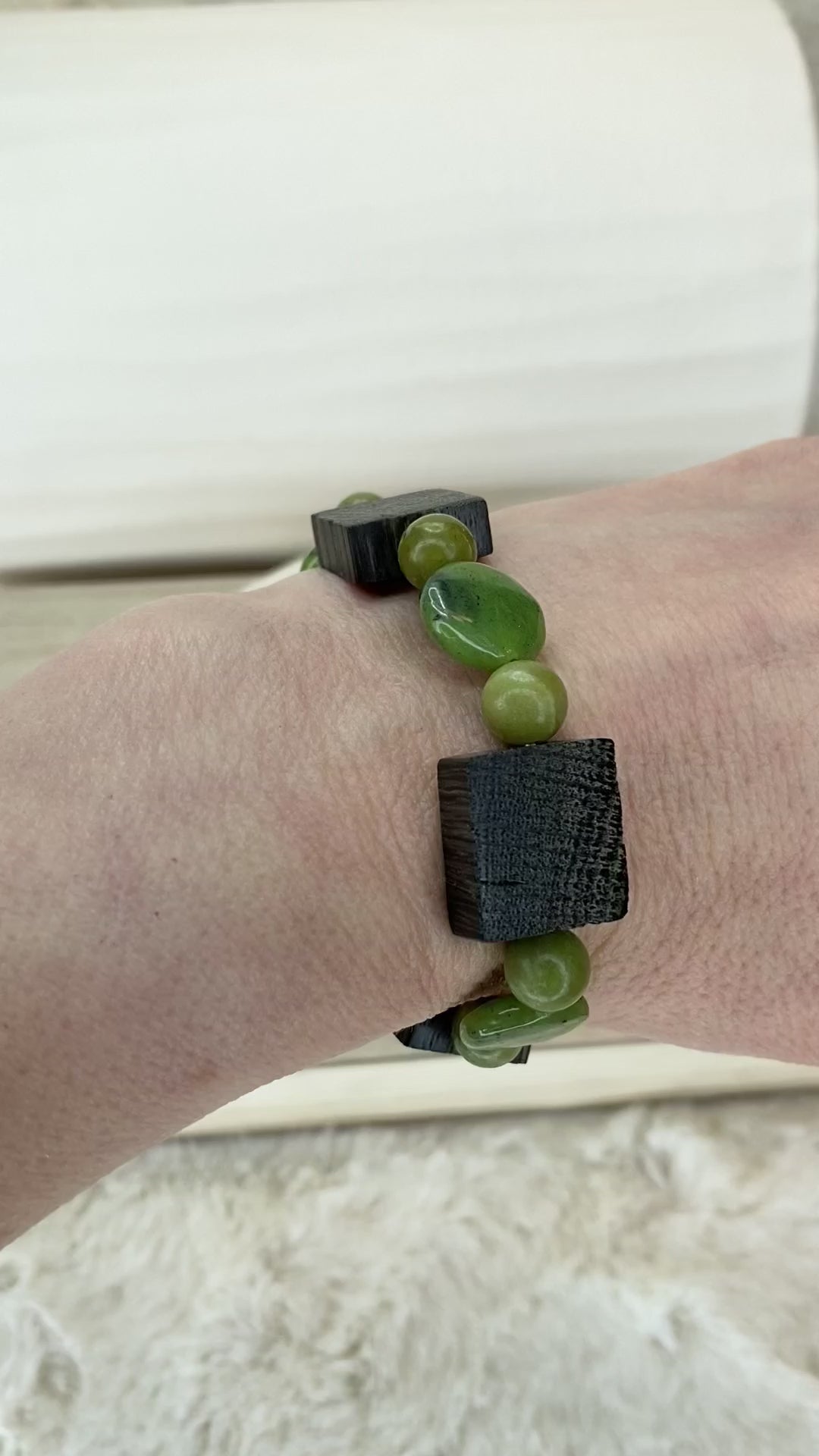 bog oak and jade Bracelet 