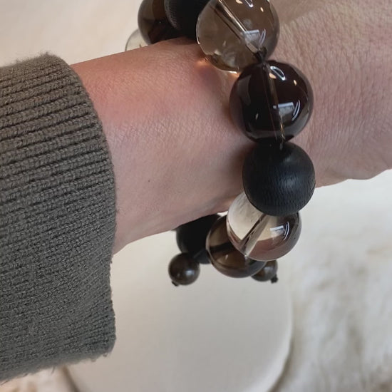 Quartz and bog oak bracelet 