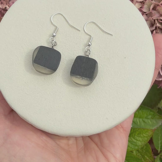 bog oak and resin drop earrings 