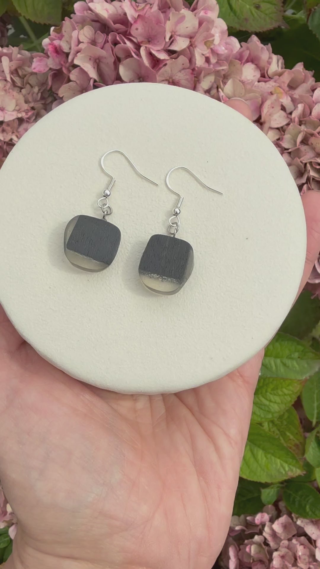 bog oak and resin drop earrings 