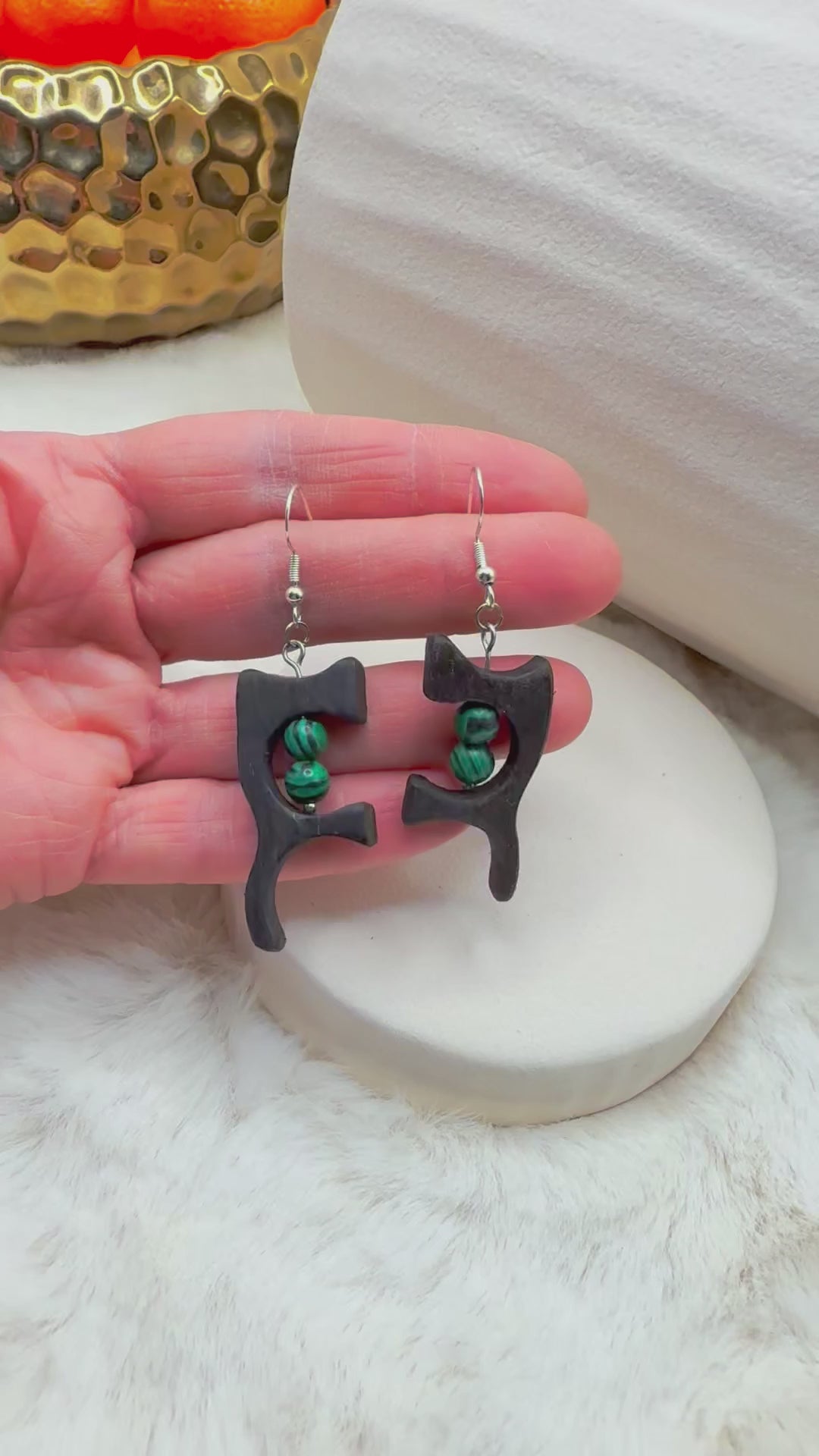 Handmade bog oak earrings Ireland