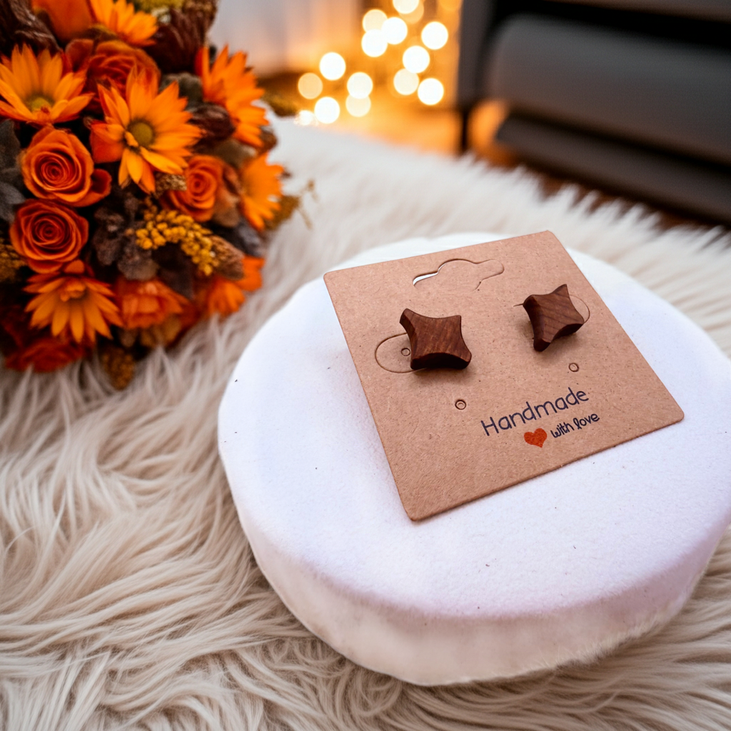 Handcrafted Bog Wood Stud Earrings | Sustainable Wooden Accessories